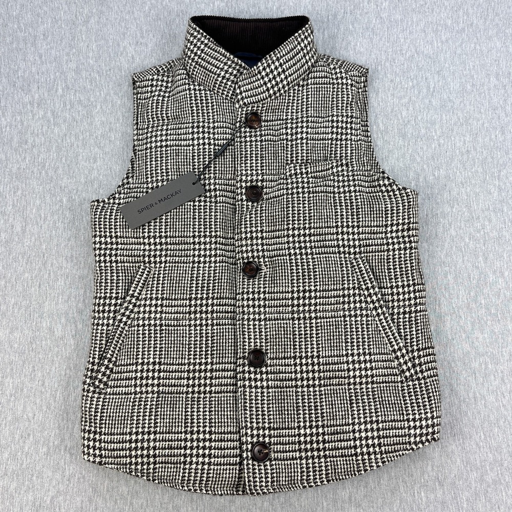 Spier & Mackay Down Vest Mens 34 Houndstooth Check Marling & Evans Wool NEW NWT